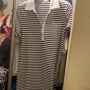 Striped Black and White Midi Dress